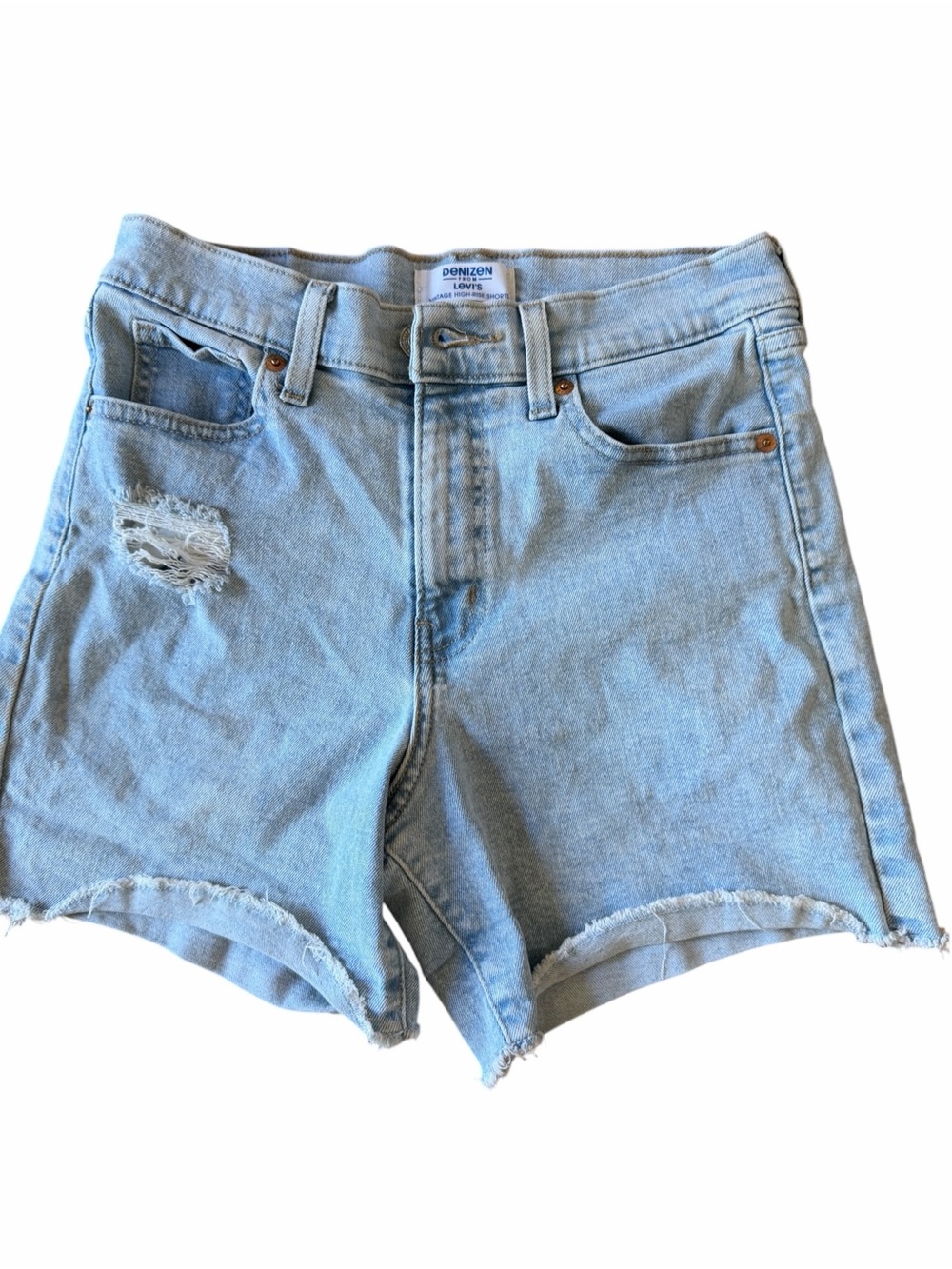 Denizen from Levi's Light Wash High-Rise Distressed Denim Shorts